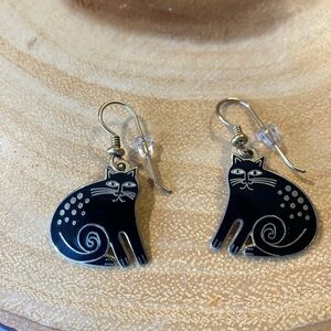 Vintage Laurel Burch Black Cat Earrings Keshire cat